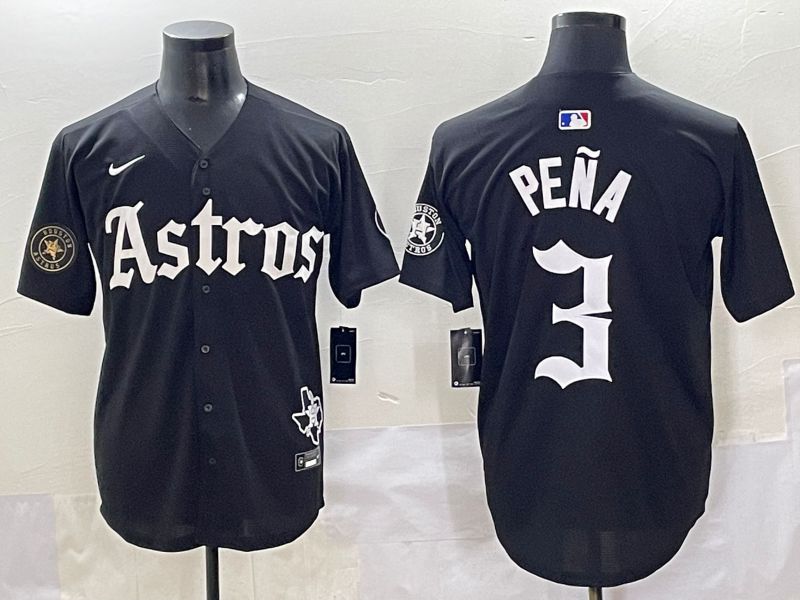Men 2025 Houston Astros #3 Pena Black Five generations Joint Name Nike MLB Jersey style 20->houston astros->MLB Jersey